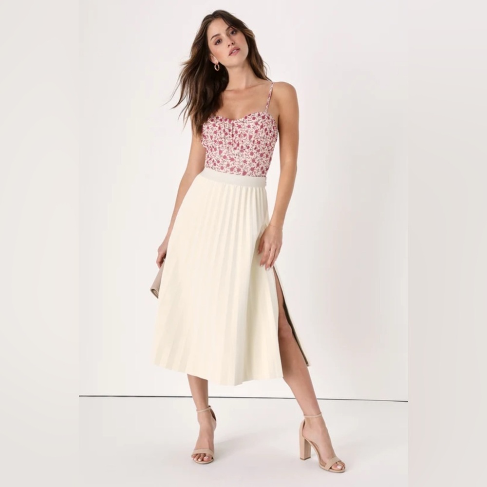 Lulu's Cream Midi Skirt